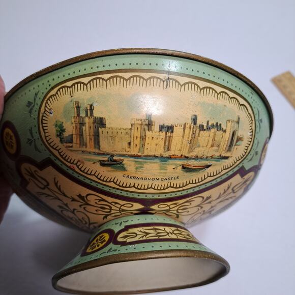 Baret Ware Vintage Regal Compote Tin Bowl Windsor Caernarvon Alnwick Castles - Picture 6 of 8